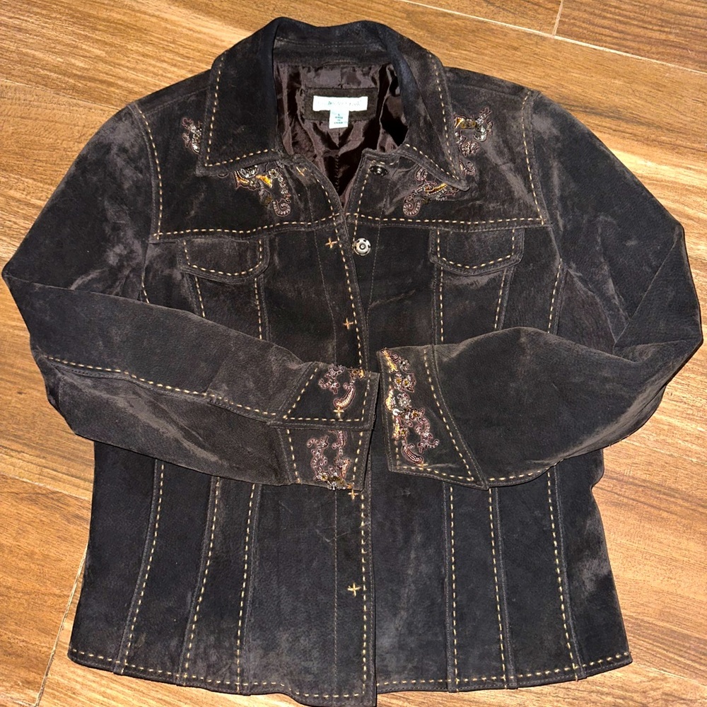 Coldwater Creek Embellished Ladies Suede Jacket